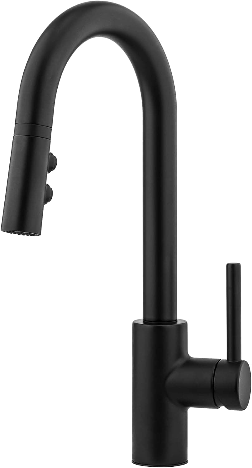Pfister Stellen Bar Faucet with Pull Down Sprayer, Single Handle, High Arc, Matte Black Finish, LG572SAB