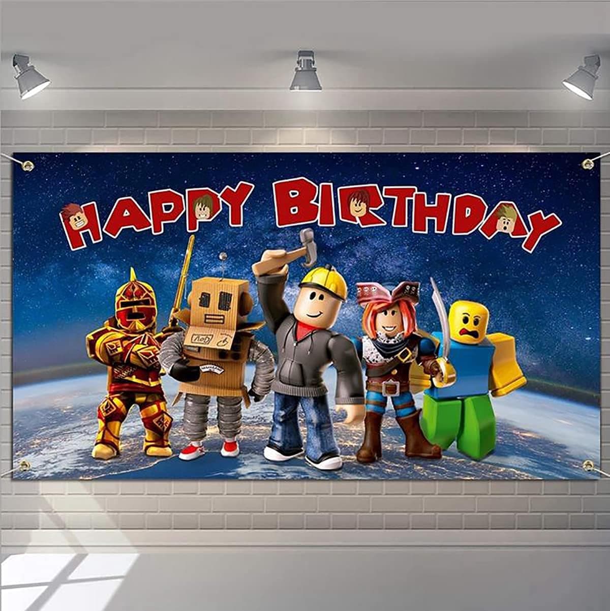 YIWAY Robot Video Game Birthday Party Decoration Robot Games Backdrop Background for Boys Robot Birthday Party Supplies