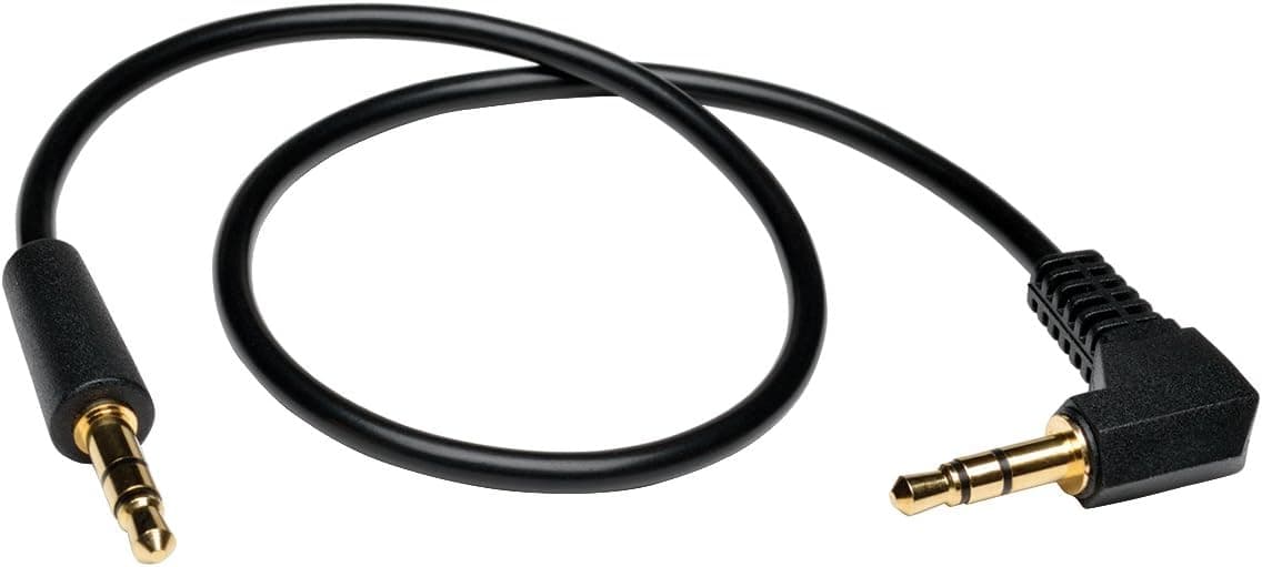 TRIPP LITE P312-001-RA 1-Feet 3.5mm Mini Stereo Audio Cable with One Right Angle Plug,Black