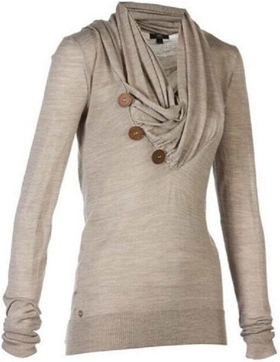 LAZADAL Women's Casual Long Sleeve Knitted Draped Button Blouse Top Sport Shirts
