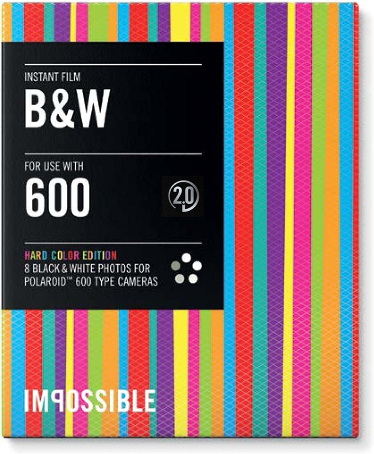 Impossible Black & White 2.0 Instant Film for Polaroid 600 Cameras (Color Frame, 8 Exposures)