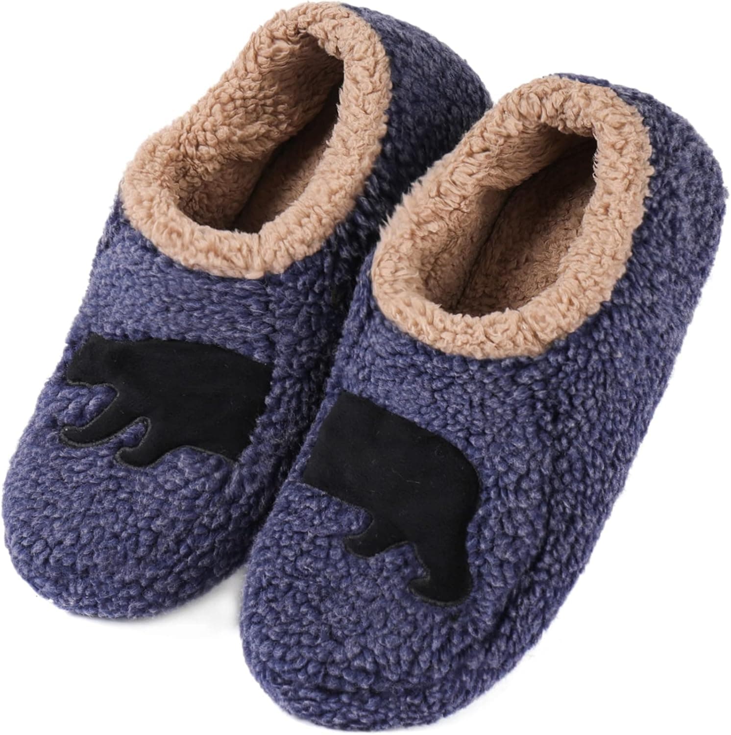 ULTRAIDEAS Fuzzy Slippers Socks for Men, Soft Sole Sherpa Fleece Lined Indoor House Shoes with Non Slip Grippers