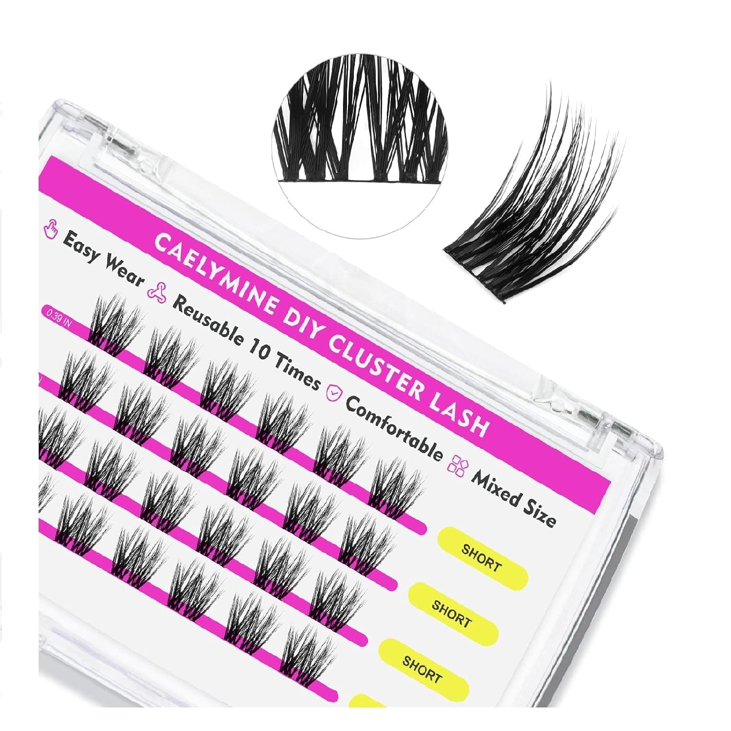 CAELYMINE DIY Eyelash Extension,Cluster Individual False Eyelashes Extension Natural Look Reusable Glue Bonded Super Thin Band Lash Clusters 10mm（704）