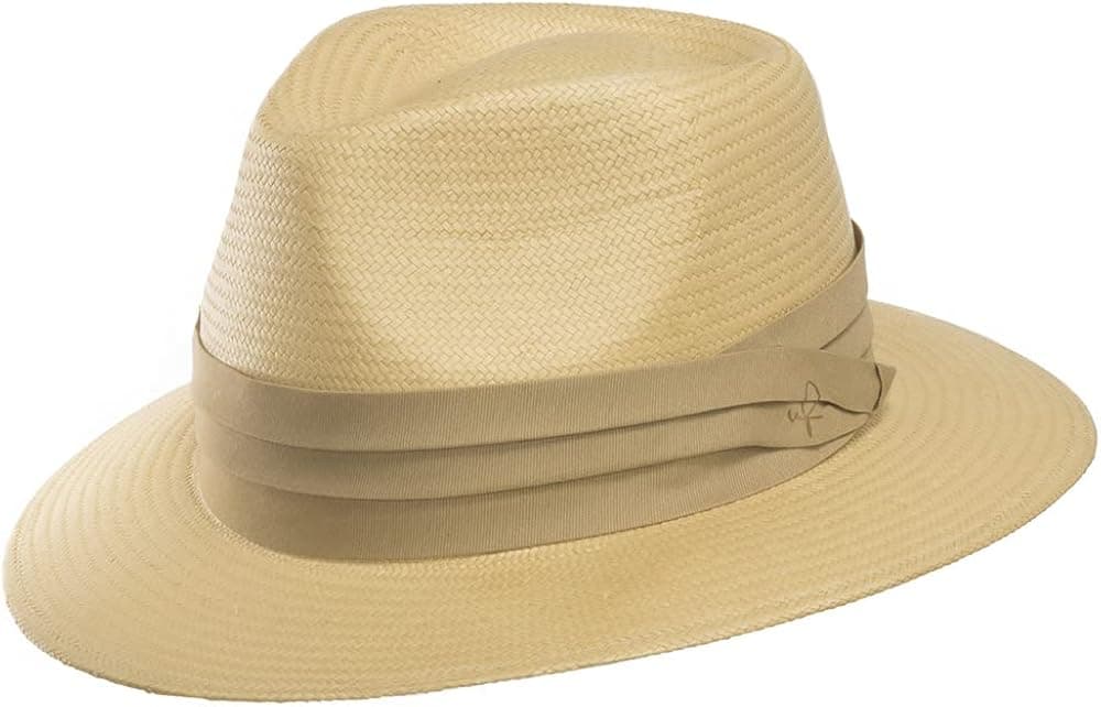 ULTRAFINO Monte Cristo Classic Fedora Straw Panama Hat Sun Wide Brim Lightweight Beach UPF50+ Men or Women