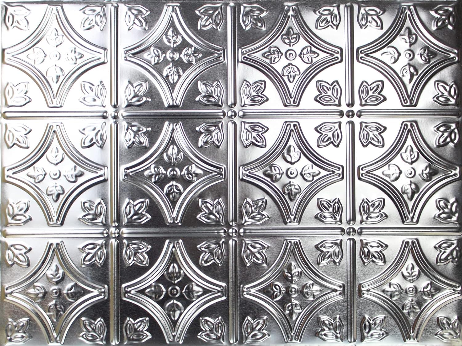 5 pcs of Metal Backpslash, Tin Tile #103 18" x 24" Unfinished Backsplash, Stainless Looking Glue Up