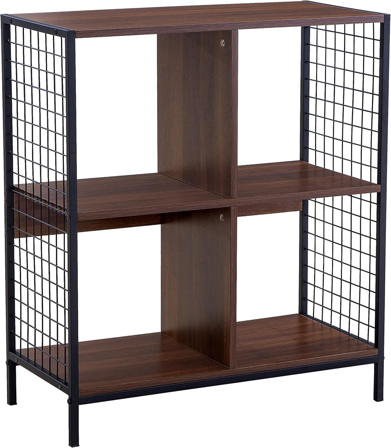 Household Essentials Cube Book Shelf with Metal Mesh Wire Sides