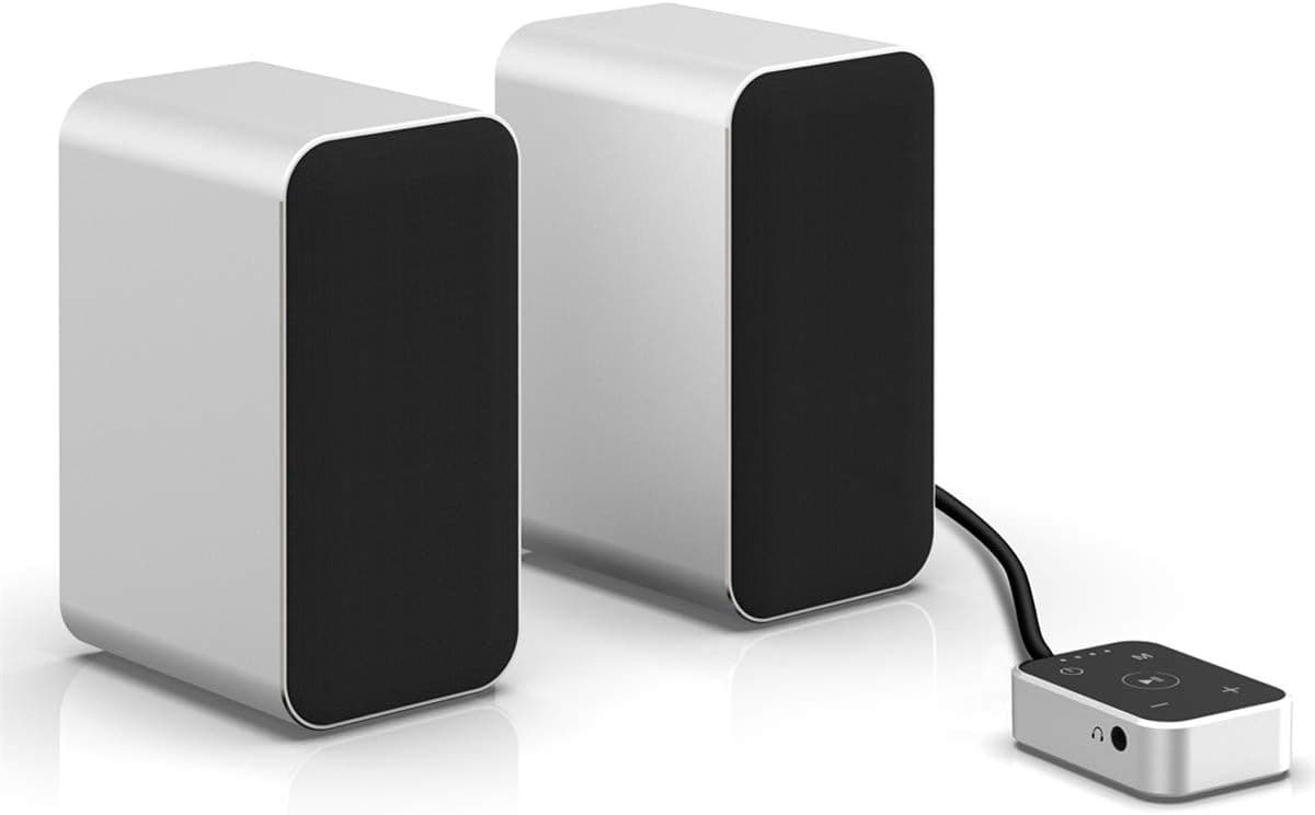 KEiiD PC Computer Speaker Compact Bluetooth Stereo System with Aluminum Housing for Laptop Desktop PC Gaming Computers, Unique Touch Controller, Built-in Bluetooth 5.0 Receiver for Wireless Streaming