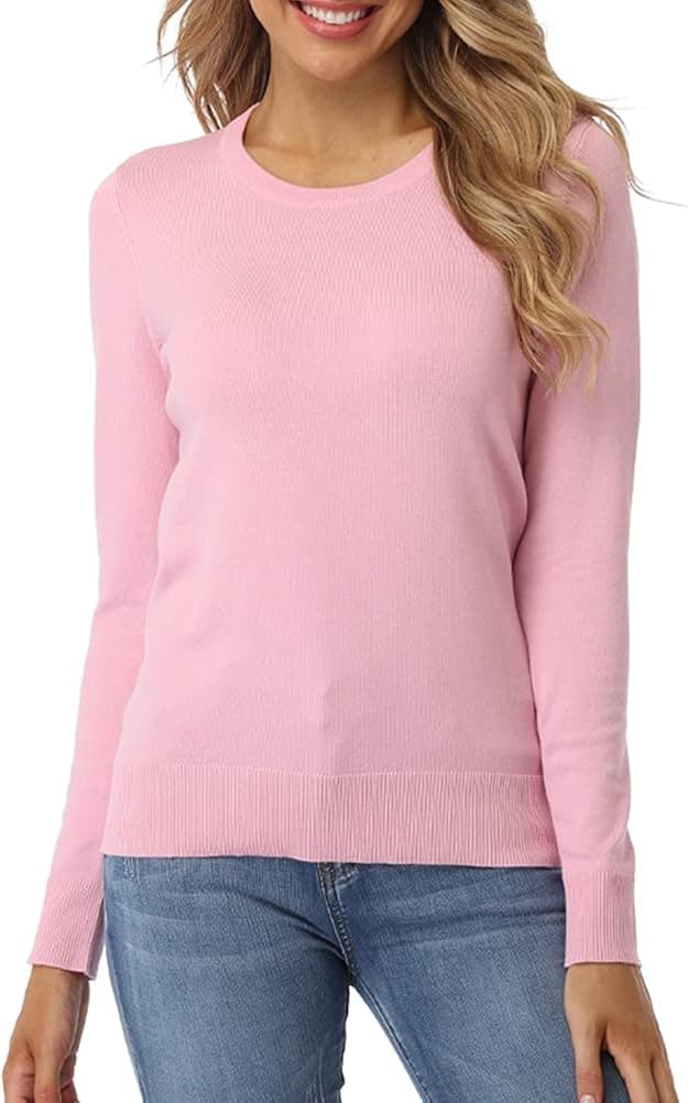 Fuinloth Women's Sweater, Lightweight Crewneck Long Sleeve Pullover