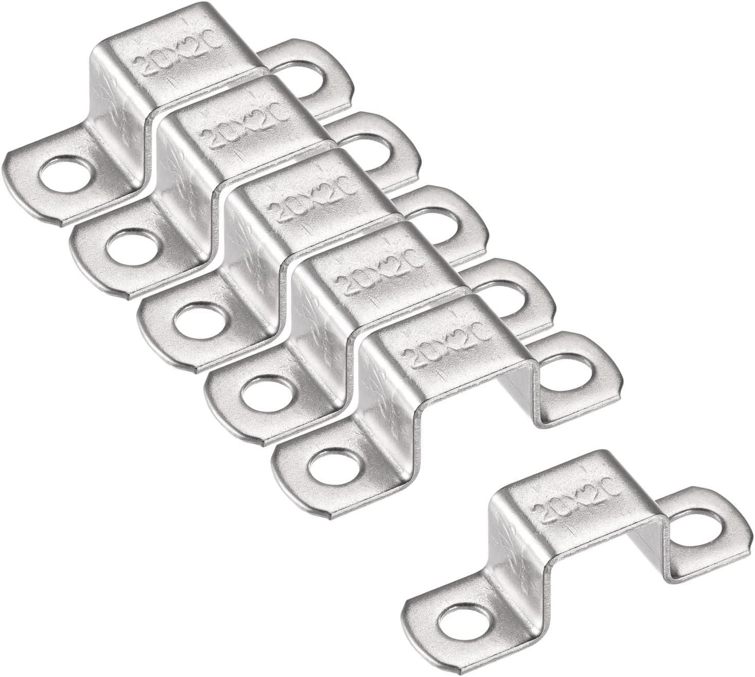 uxcell U Shaped Connector Bracket 18 x 22mm 304 Stainless Steel for Door Closed Bar Holder Strut Channel 6pcs