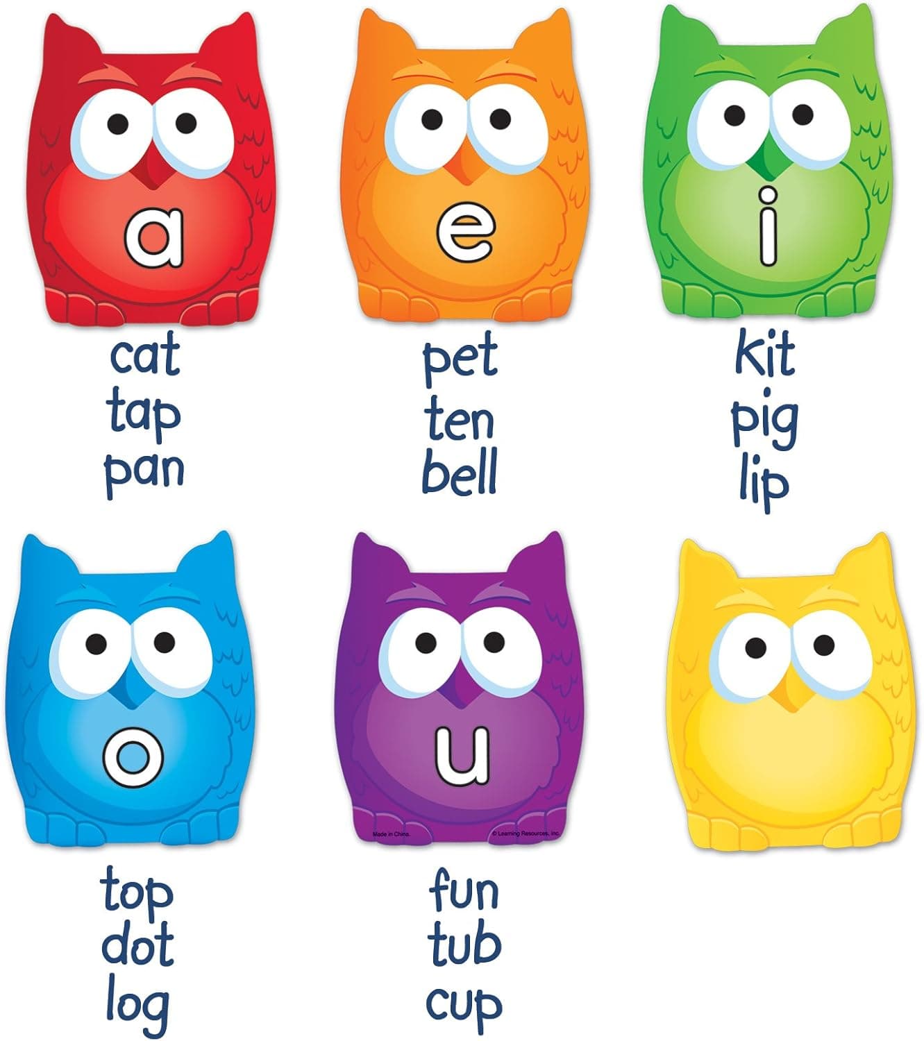 Learning Resources Magnetic Vowel Owls, Whiteboard Accessories, Teacher Aids, 6 Pieces, Ages 5+