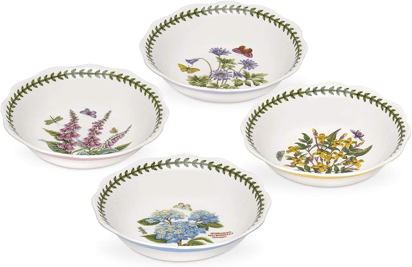 Portmeirion Botanic Garden Terrace Scalloped Edge Bowls Set of 4 (Assorted Flowers)
