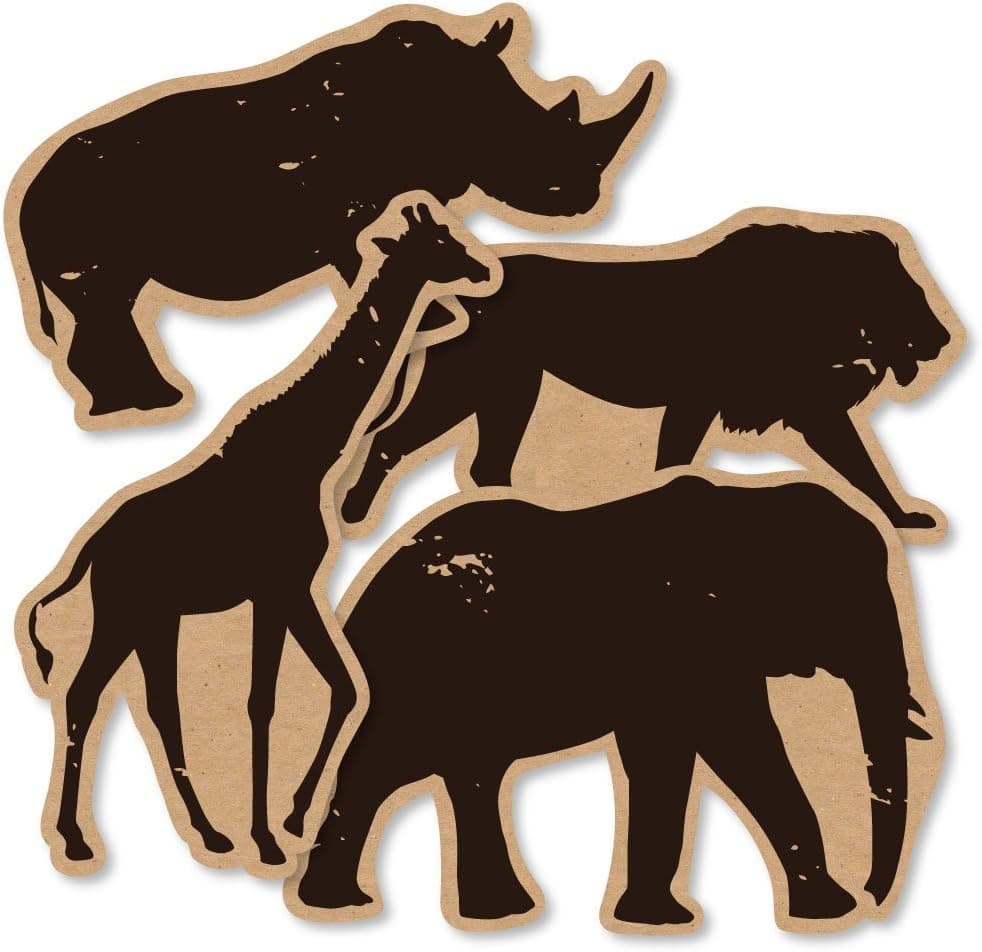 Wild Safari - Giraffe, Elephant, Lion and Rhino Decorations DIY African Jungle Adventure Birthday Party or Baby Shower Essentials - Set of 20