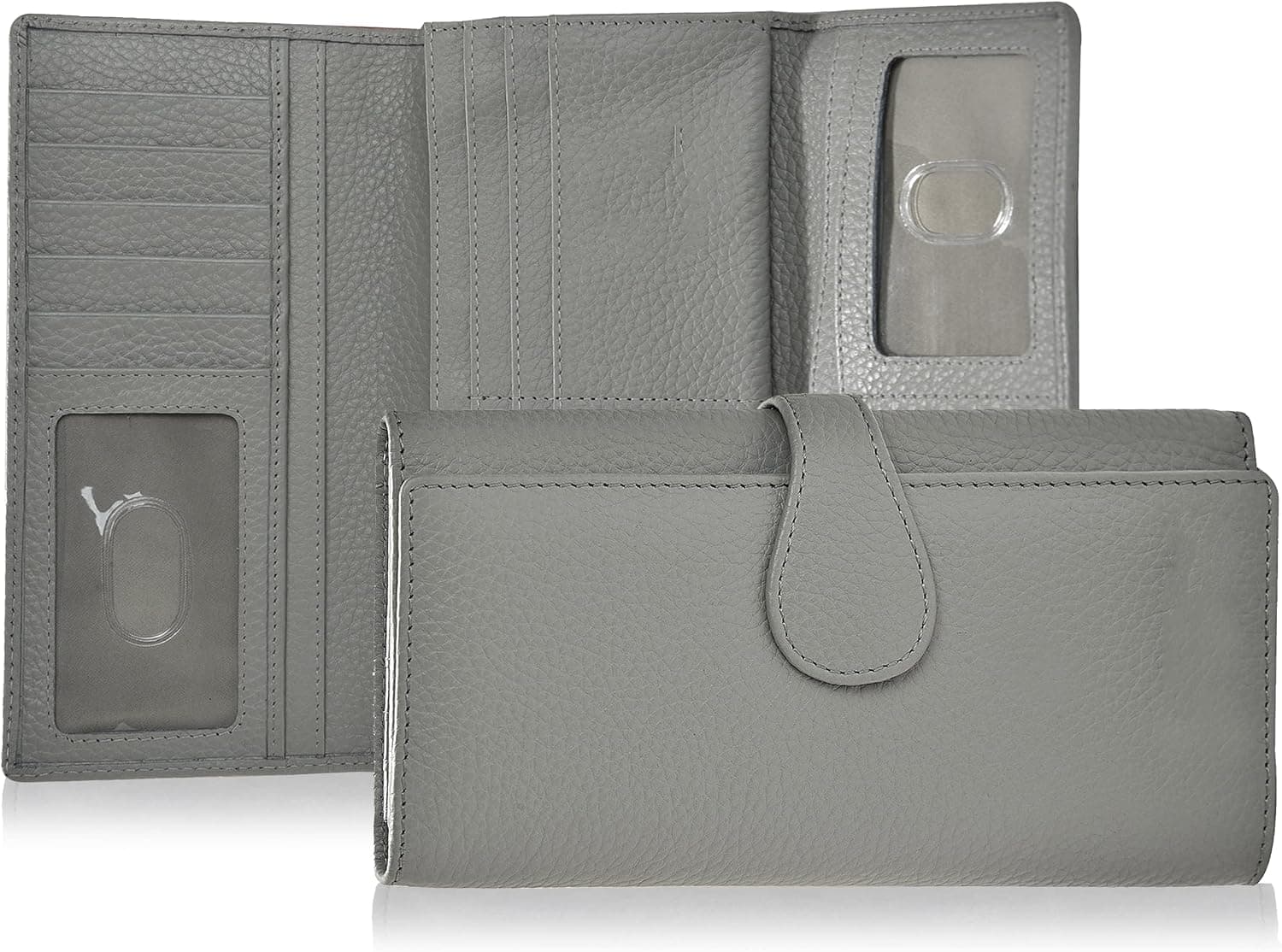 ESTALON Real Leather Wallets for Women RFID - Long Wallet Women's Ladies Clutch Zipper Pocket Multi Credit Card Case Holder Girls