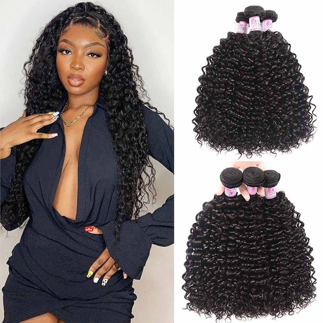 Beauty Forever Hair 18 20 22 inch Brazilian Virgin Curly Hair Weave 3 Bundles 100% Unprocessed Human Hair Extensions Natural Color (100+/-5g)/ Pc