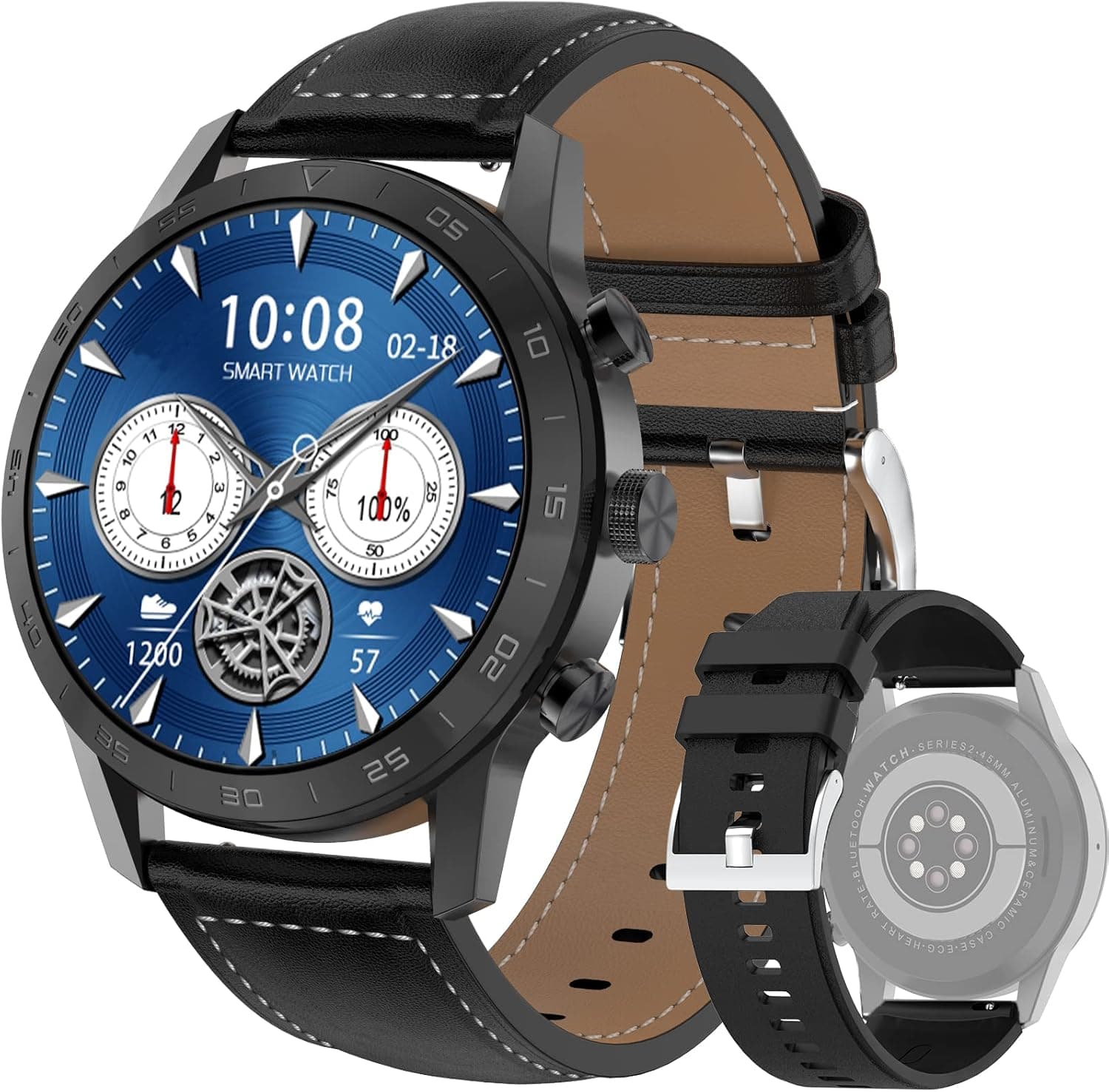DTNO.I Smart Watch for Men 1.39'' IPS Full Color Touch Screen, Smart Watches with Text and Call, Activity Trackers Heart Rate and Sleep Monitor for Android iOS Phones (Black)