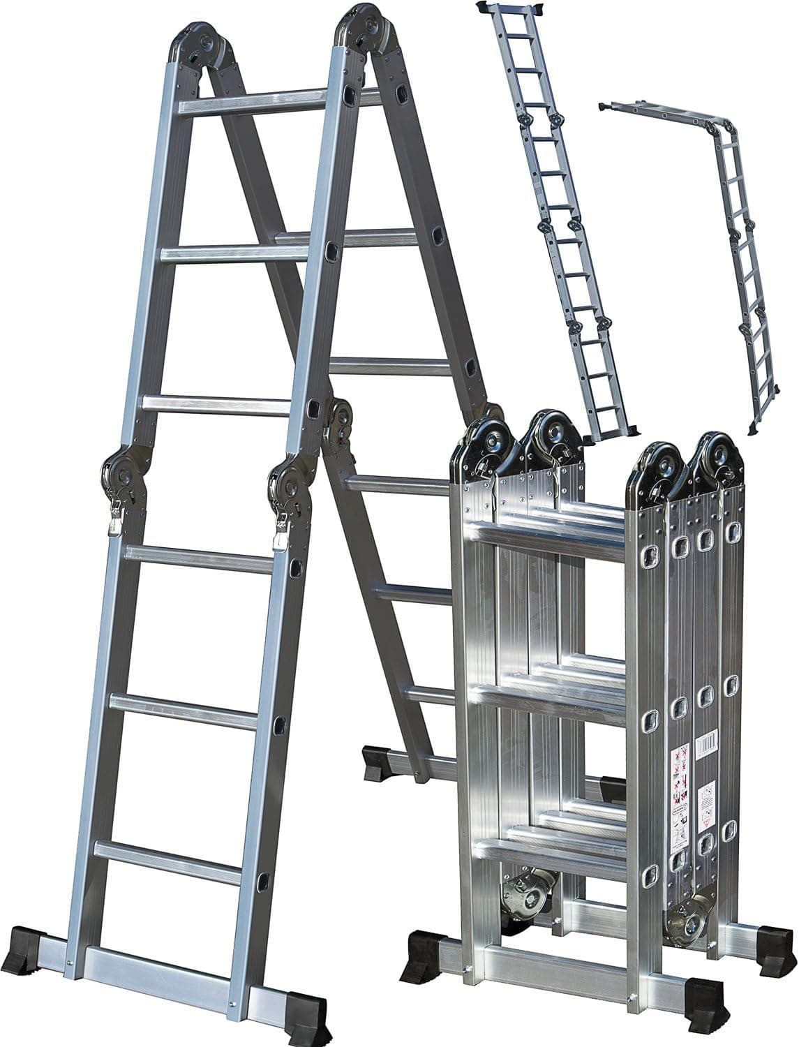 OxGord Aluminum Folding Scaffold Work Ladder 12.5 ft Multi-Fold Step Light Weight Multi-Purpose extension - MAX WEIGHT 300 LBS