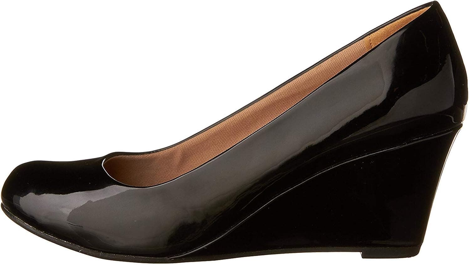Forever Link Women's Patent Round Toe Wedge Pumps