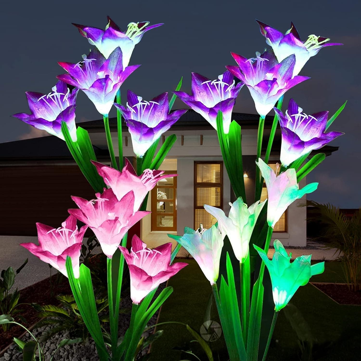 Solar Ground Lights for Outdoor, Colored Light Solar Garden Lights Stainless Steel IP65 Waterproof 8 LEDs Solar Lights Landscape for Garden Yard Lawn Patio Pathway Stairs Fences Steps(8pack)