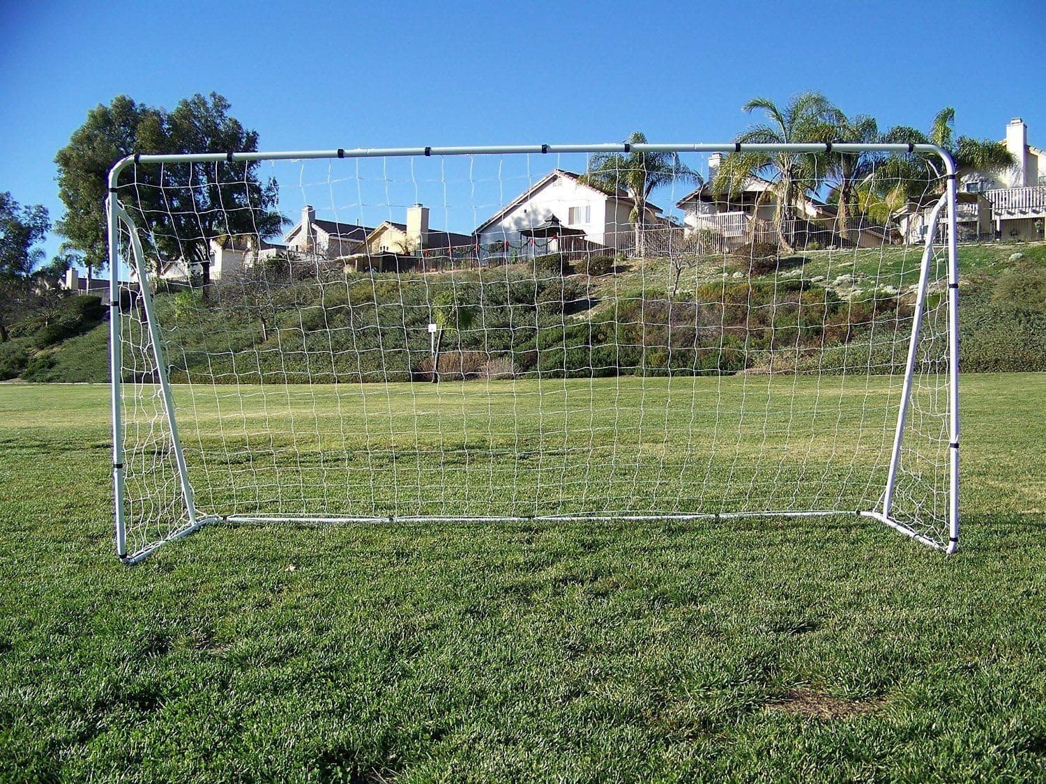 Vallerta 12 x 6 Ft. Powder Coated Galvanized Steel Soccer Goal w/Net. 12x6 Foot AYSO Regulation Size Portable Training Aid. Ultimate Backyard Goal, All Weather, One Year Warranty. New