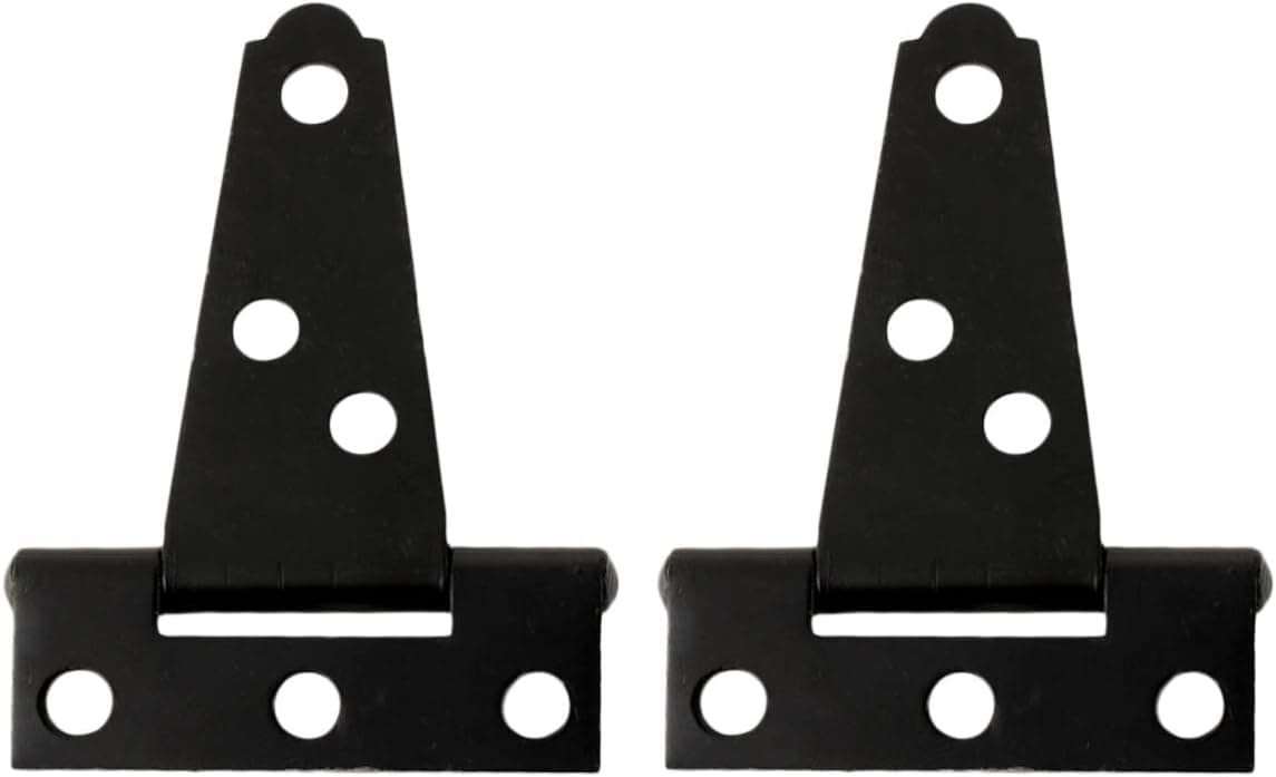 Hemoton Cabinet Hardware Kitchen Cabinet Hinges 2pcs 2 Inches T Hinge Gate Strap Heavy Duty Hinge Barn Hinges Black Wrought Hardware Iron Rustproof Hinges (Black) Black Cabinet Hinges Black Decor