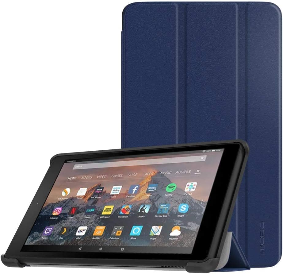 MoKo Case Fits Kindle Fire 7 Tablet (9th Generation, 2019 Release), Lightweight Slim Shell Shockproof Back Stand Cover with Auto Wake/Sleep - Indigo