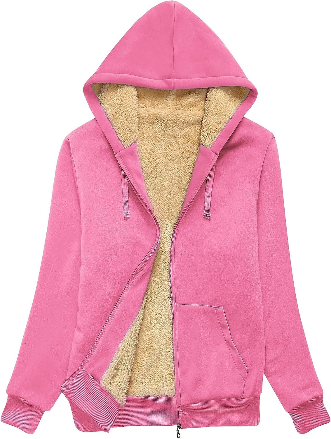 JACKETOWN Zip Up Hoodies for Women Warm Fall Winter Fleece Jacket Casual Hooded Sweatshirts Thick Sherpa Lined