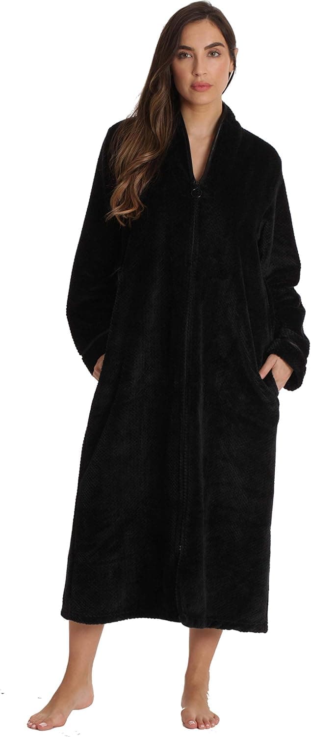 Just Love Textured Plush Zipper Lounger Robe for Women