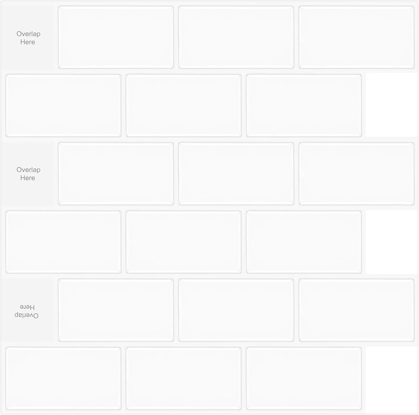 KITOVA 10-Sheet Peel and Stick Tiles，12"x12" 3D Subway Tiles，Peel and Stick Backsplash Tiles for Kitchen and Bathroom