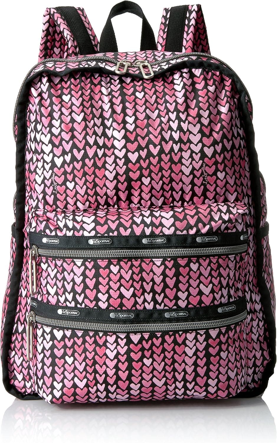 LeSportsac Women's Essential Functional Backpack Laptop, Painted Hearts Pink, One Size