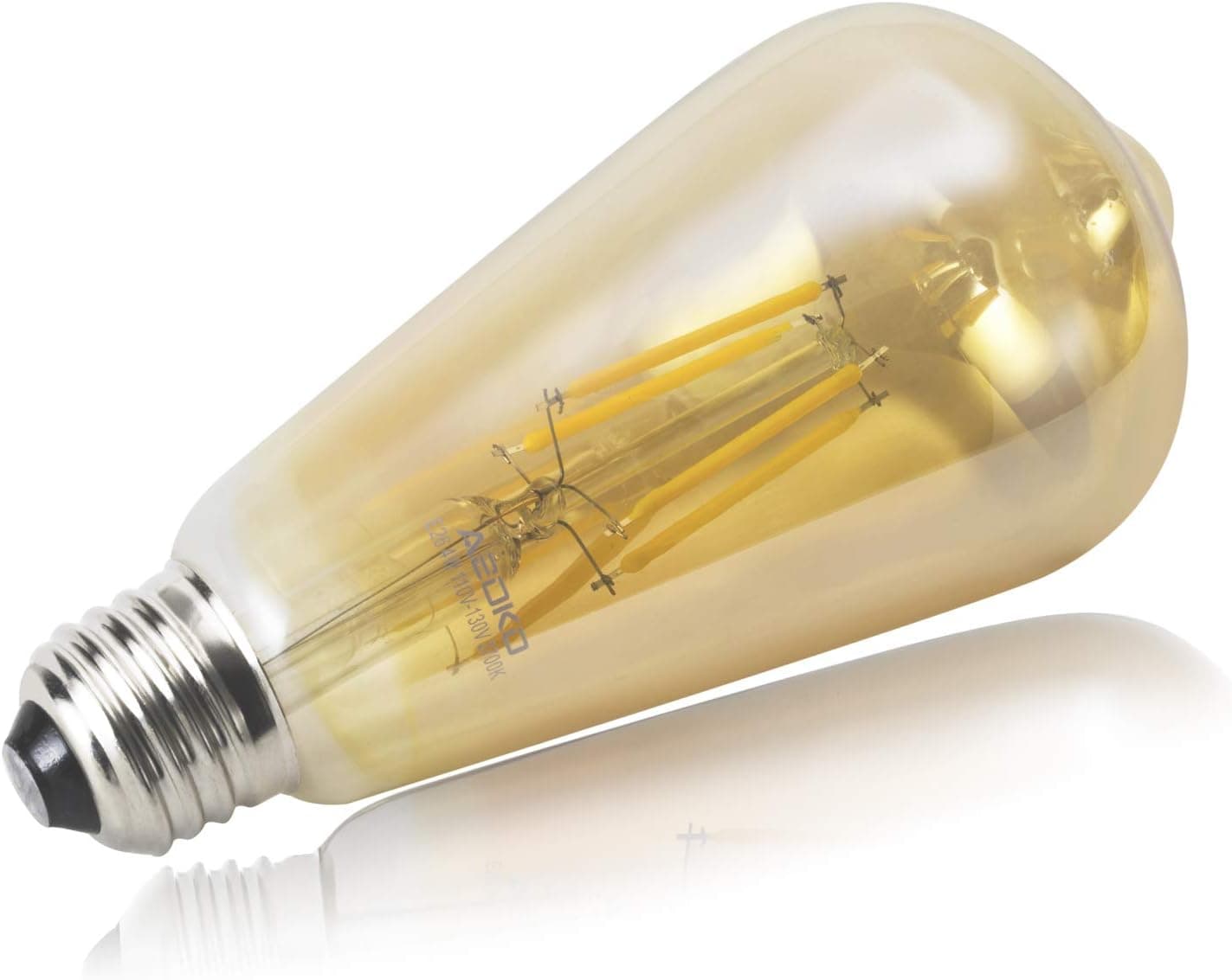 LED Dimmable Vintage Edison Bulb 4W Antique LED Bulbs, 2300K Warm White (Amber Glass), Squarrel Cage Filament,ST64, E26 Base (4W- 1 Pack)