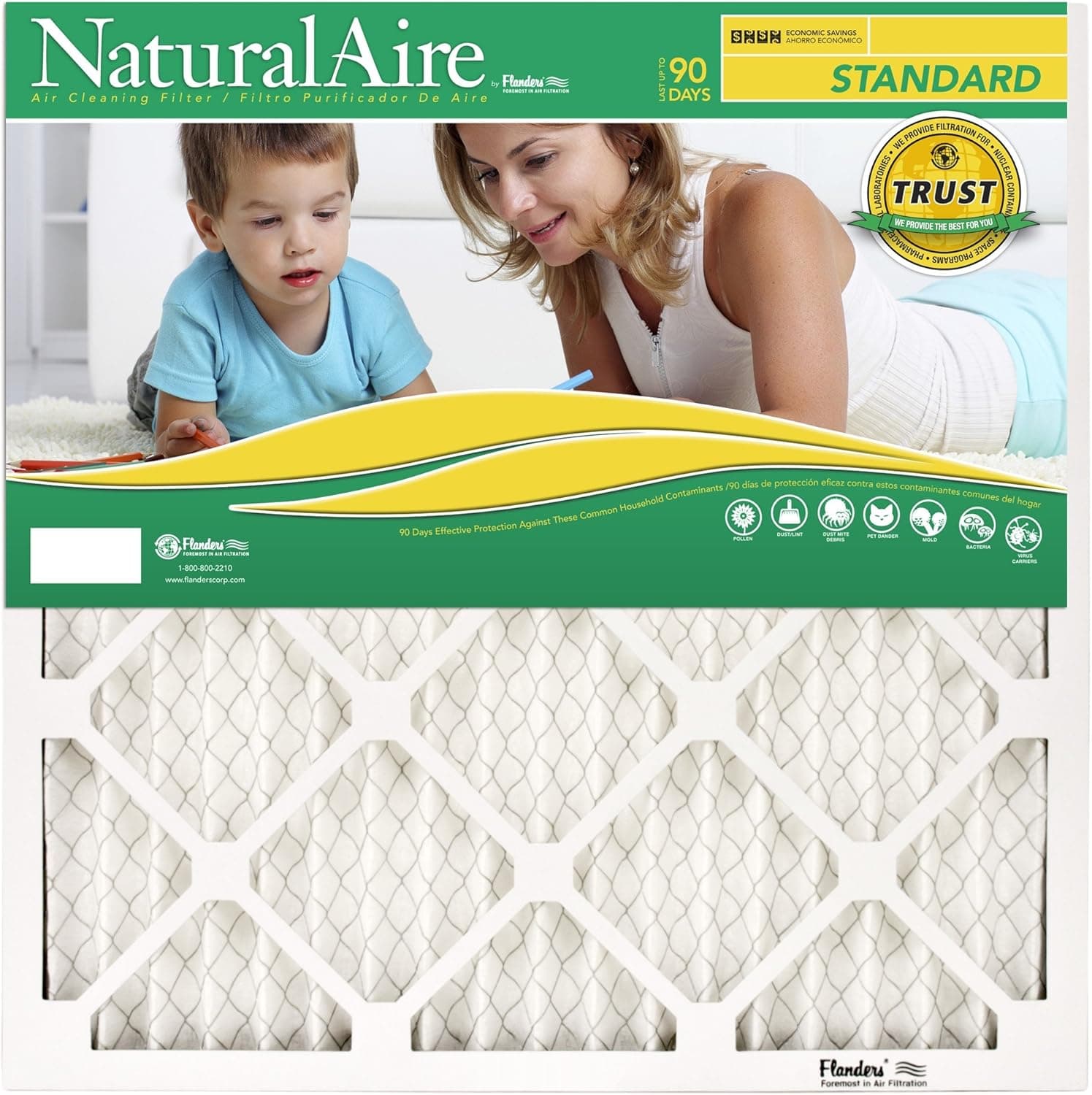 Flanders PrecisionAire 84858.011220 12 by 20 by 1 NaturalAire Standard Pleat Air Filter, 12-Pack