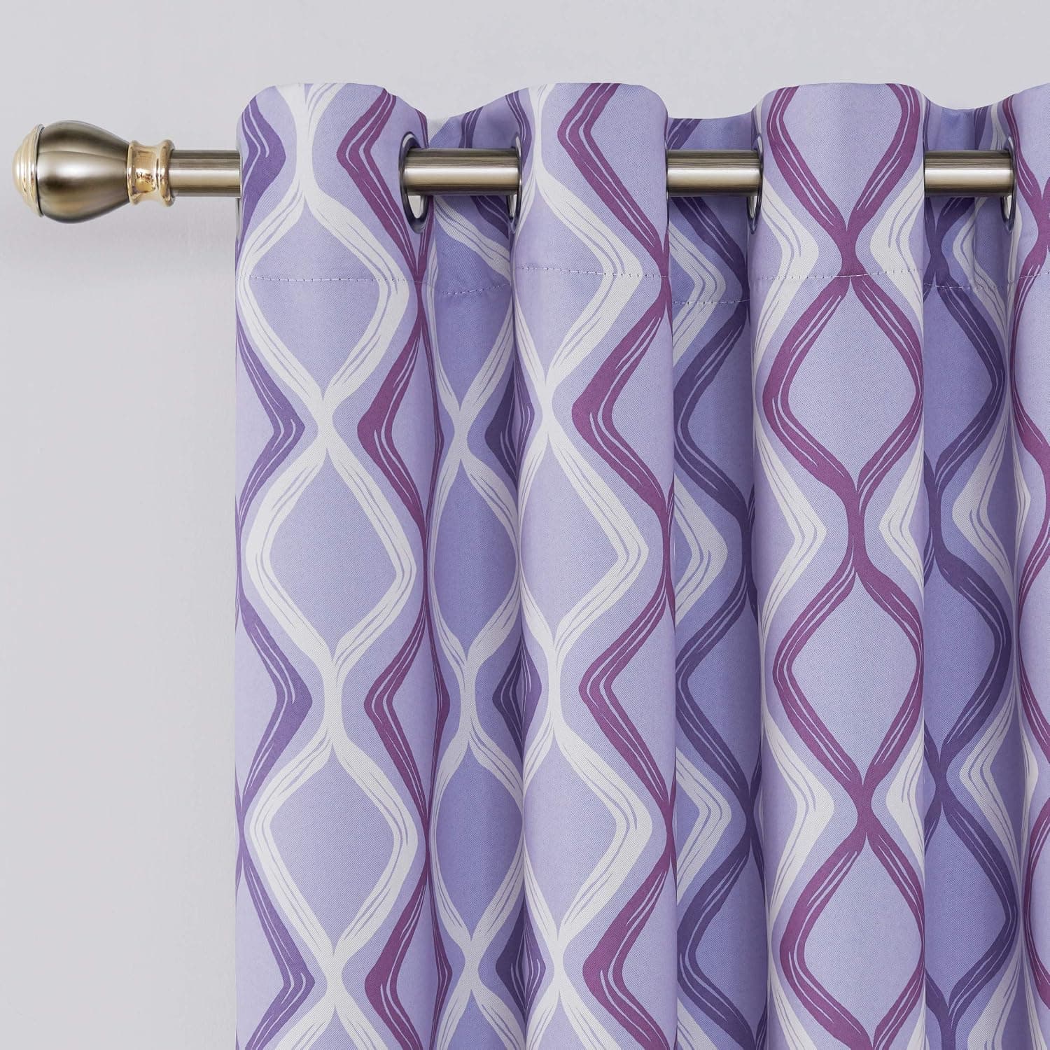 Deconovo Trellis Printed Blackout Curtains Purple Curtains Light Blocking Curtains for Living Room 52W x 84L Inch Purple White and Light Purple 2 Panels