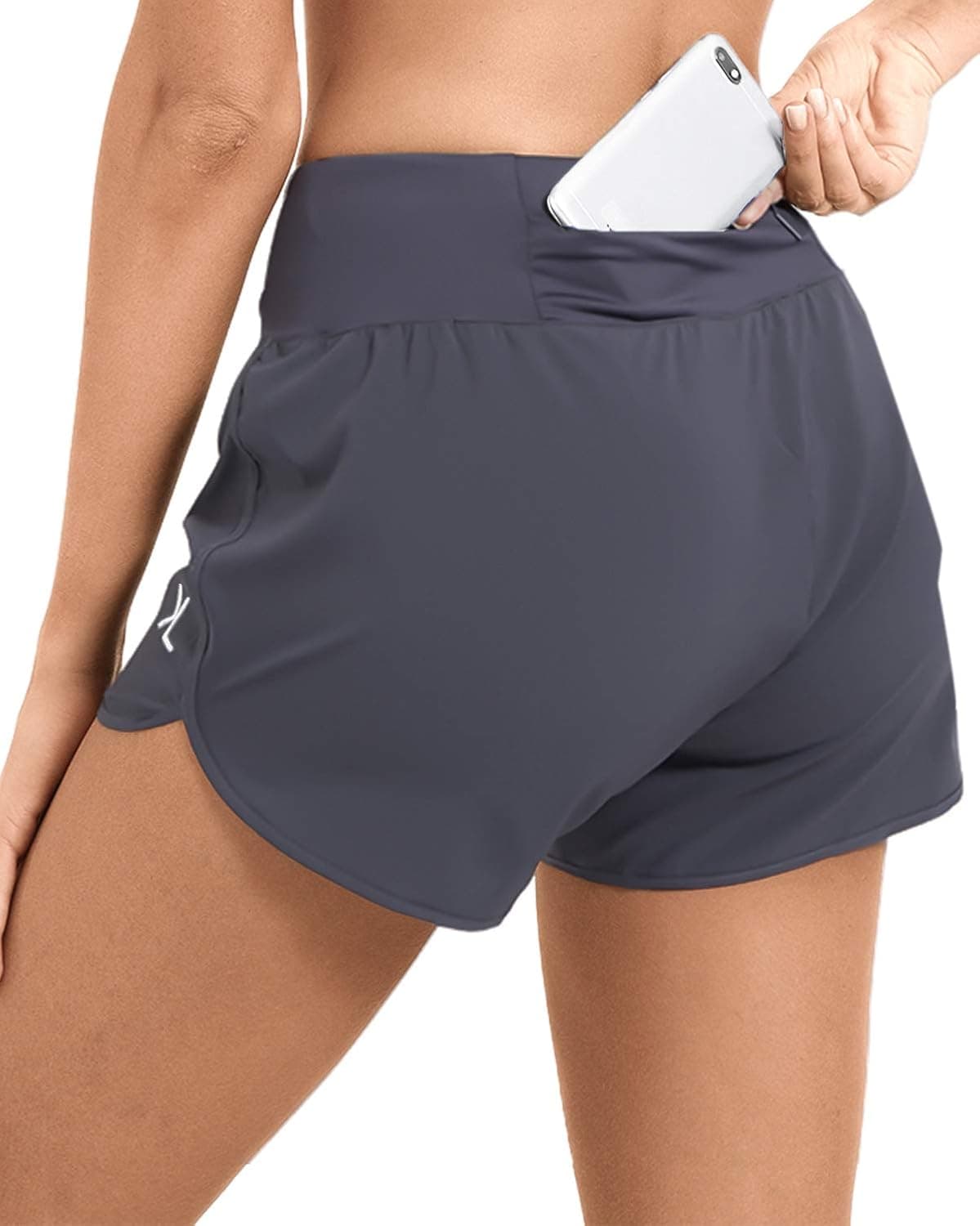 LAKOSMO Athletic Shorts for Women Summer Quick Dry Running Shorts 4 Inch Zipper Pockets