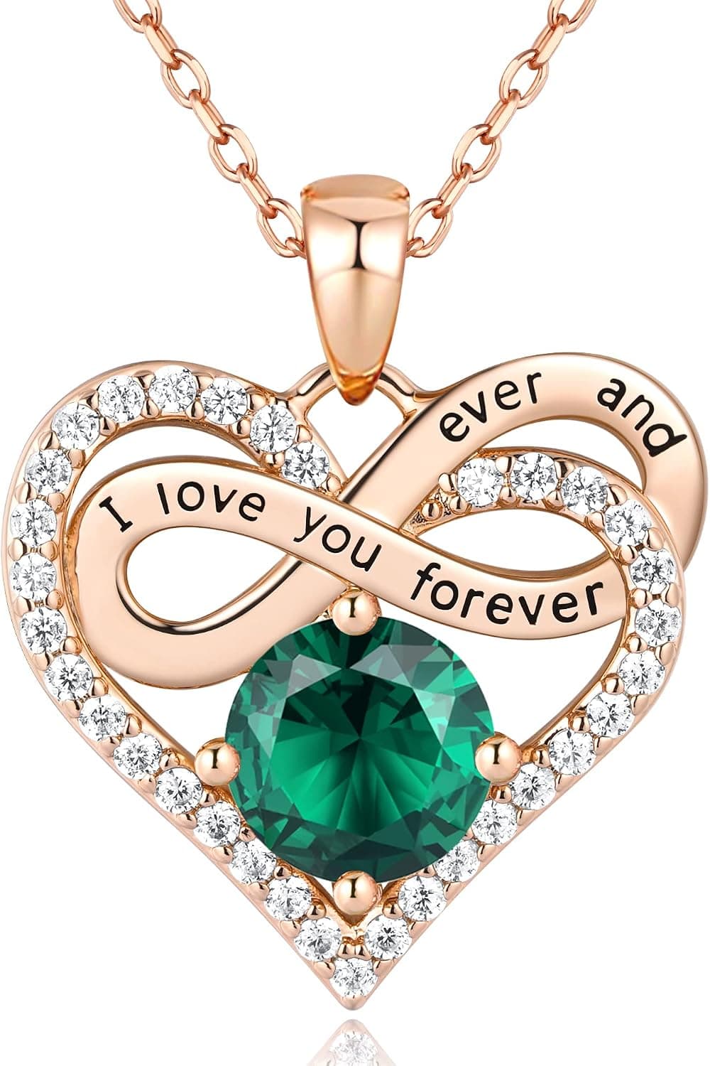 Jewlpire Infinity Heart Necklace for Women 925 Sterling Silver Birthstone Necklace Rose Gold Silver Jewelry for Women, Birthday Anniversary Valentine's Day Christmas Jewelry Gifts for Women Wife Her