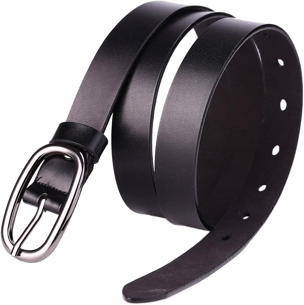 beltox fine Women's Genuine Leather Belt 22MM Prong Buckle Gift Box
