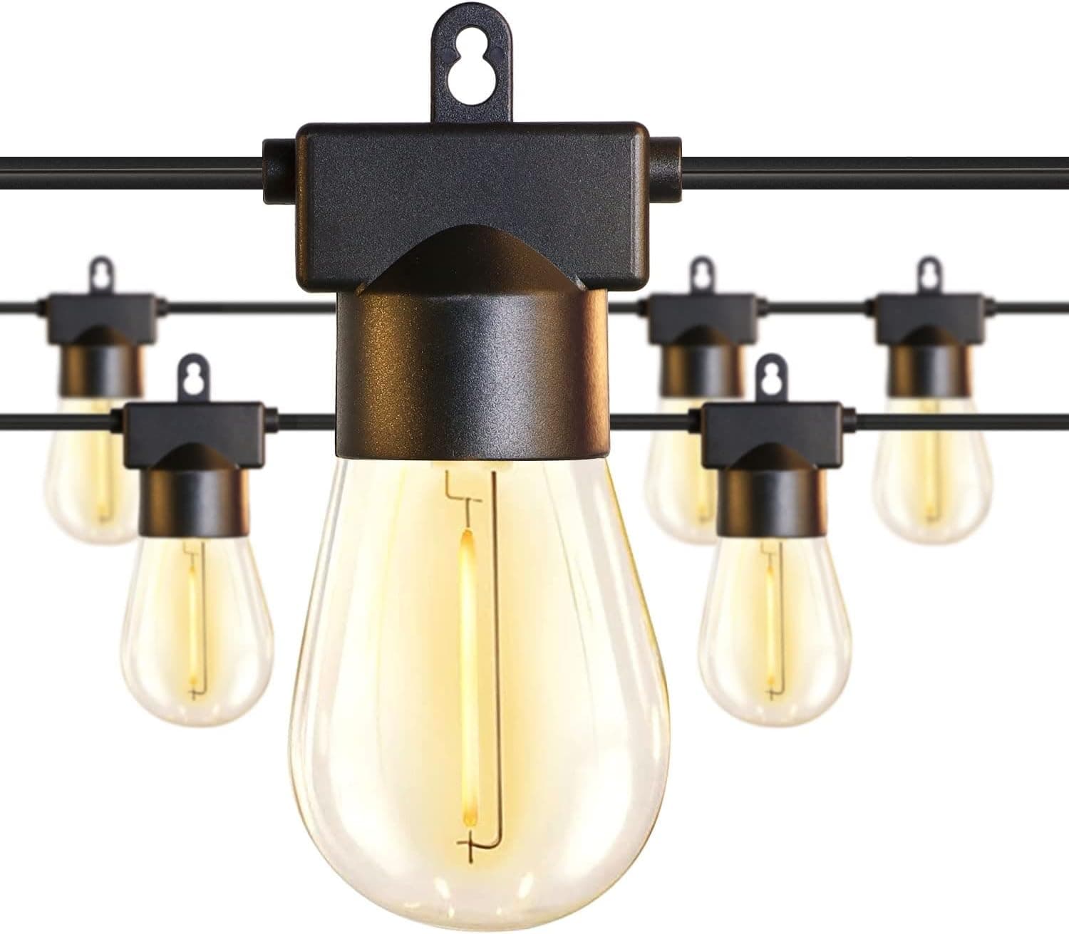 S14 LED Outdoor String Lights, 50FT Patio Lights with 17 Shatterproof LED Bulbs, Waterproof Outside Hanging Backyard Lights for Party Porch Deck Backyard Gazebo, Connectable