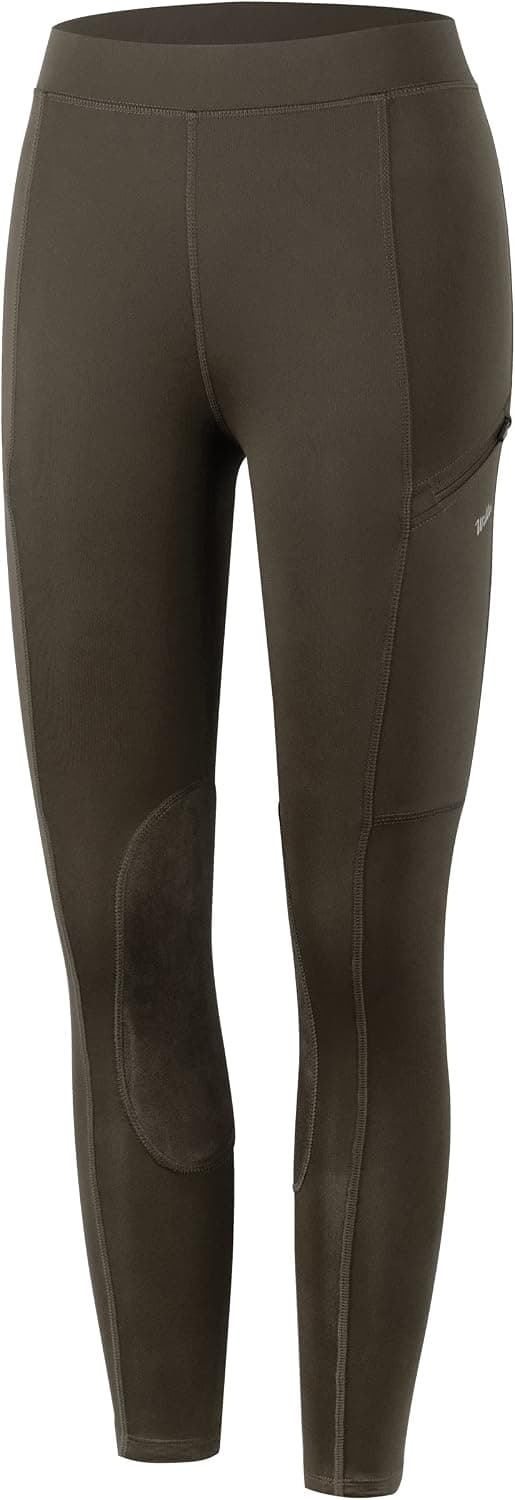 Willit Girls Horse Riding Pants Tights Kids Equestrian Breeches Knee-Patch Youth Schooling Tights Zipper Pockets