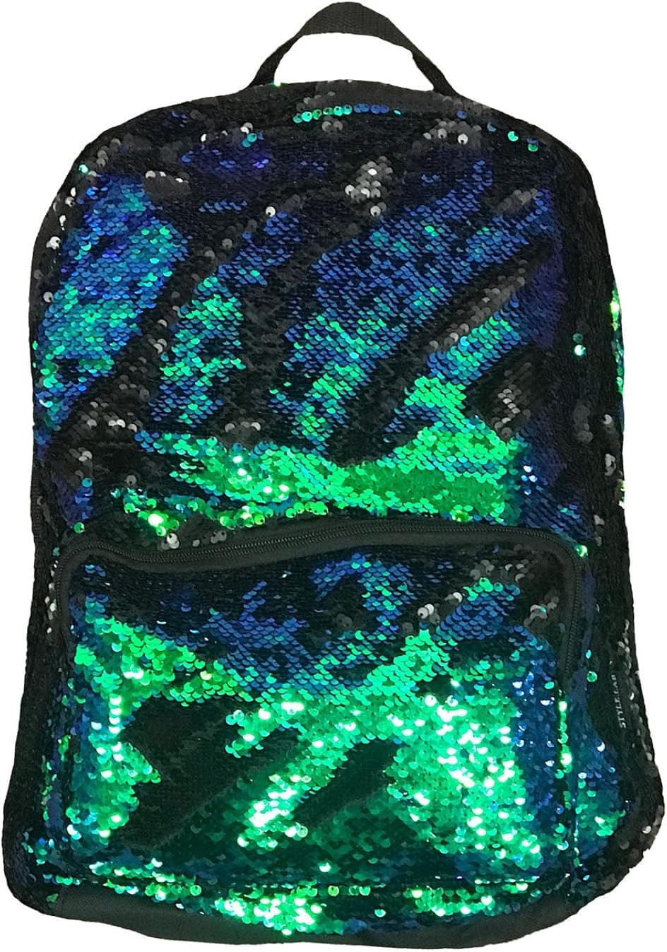 BG-709-MS-0633 Festival Rave Mermaid Scales Reverse Sequin Backpack - Blk/Green