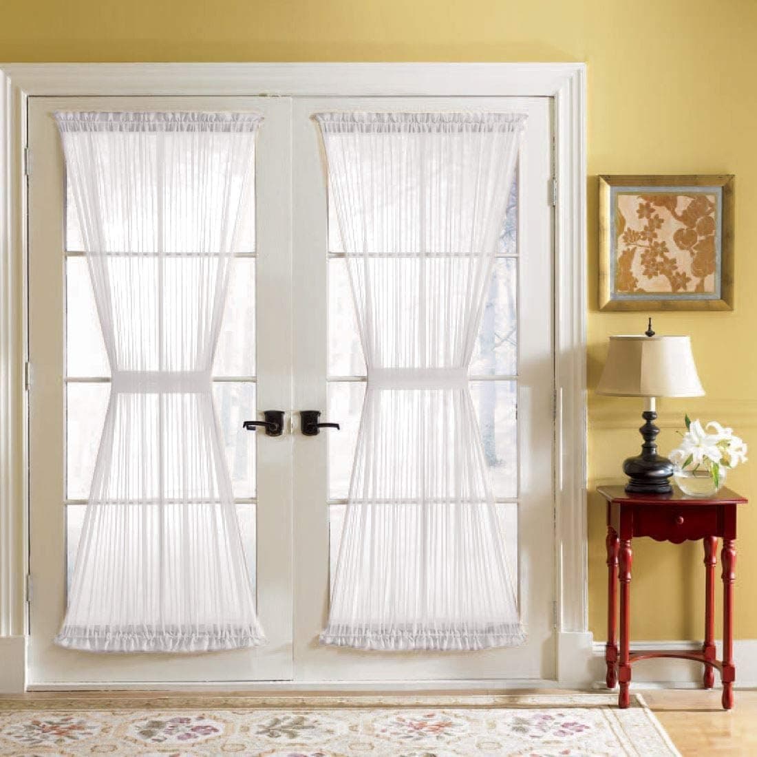 BrylaneHome Bh Studio Sheer Voile Door Panel With Tiebacks (White,60" W 72" L)