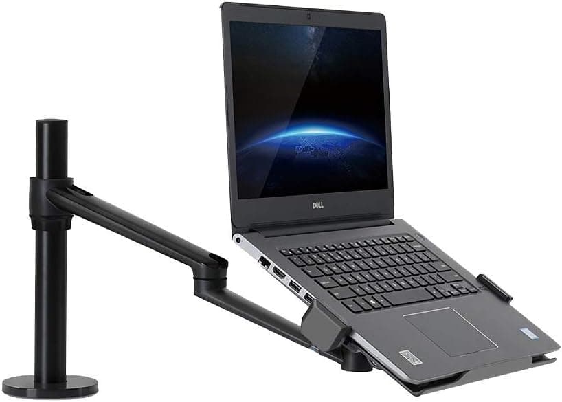 LARICARE Laptop/Monitor Mount/Holder, Desk Height Adjustable Monitor Arm/Laptop Mount/Holder for 17 to 32" Computer Screen and 12 to 17" Laptop. Foldable Dual-Knuck (Black/One Arm/for Notebook)