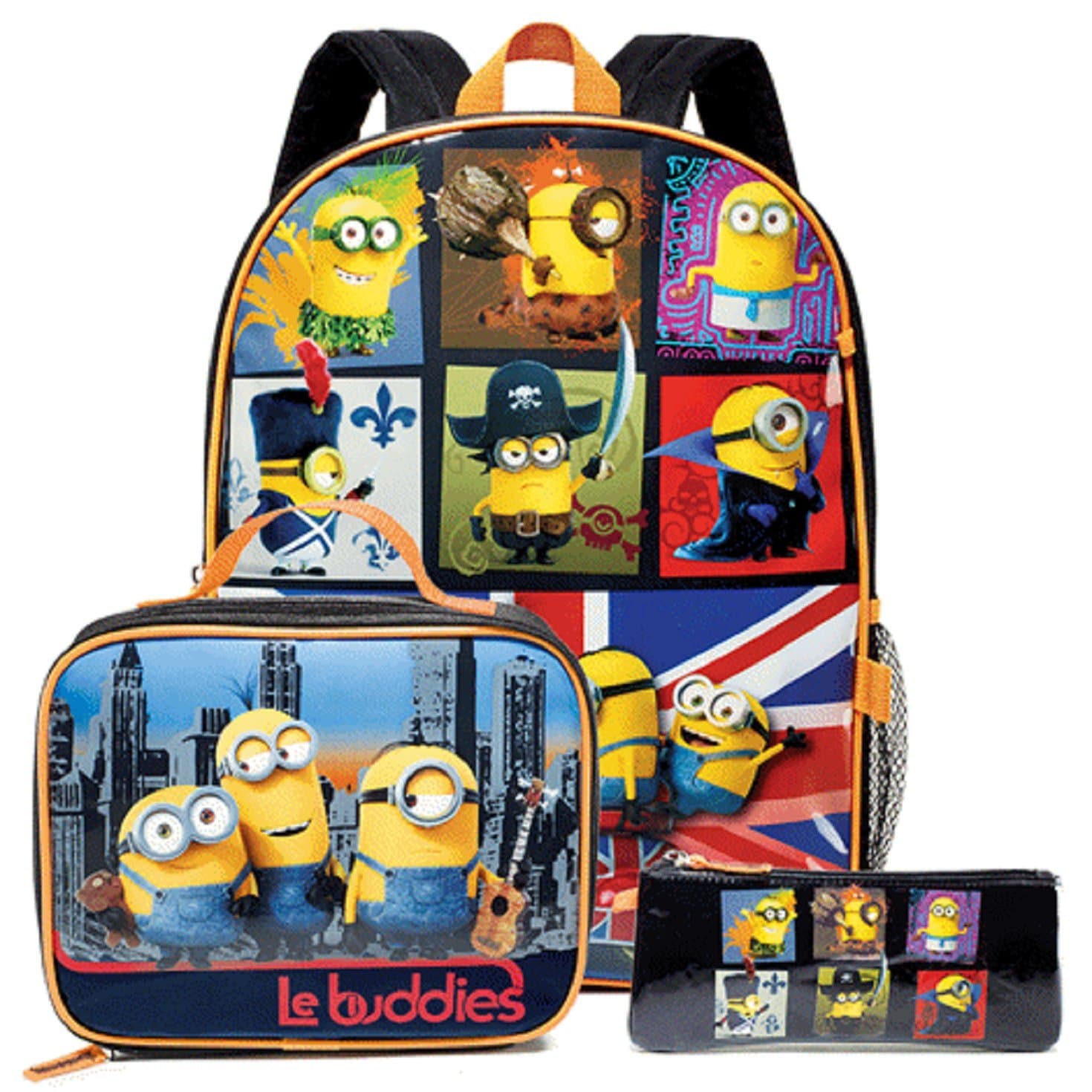 Officially Licensed MINIONS 3 Piece Backpack Lunch Bag Pencil Case Set