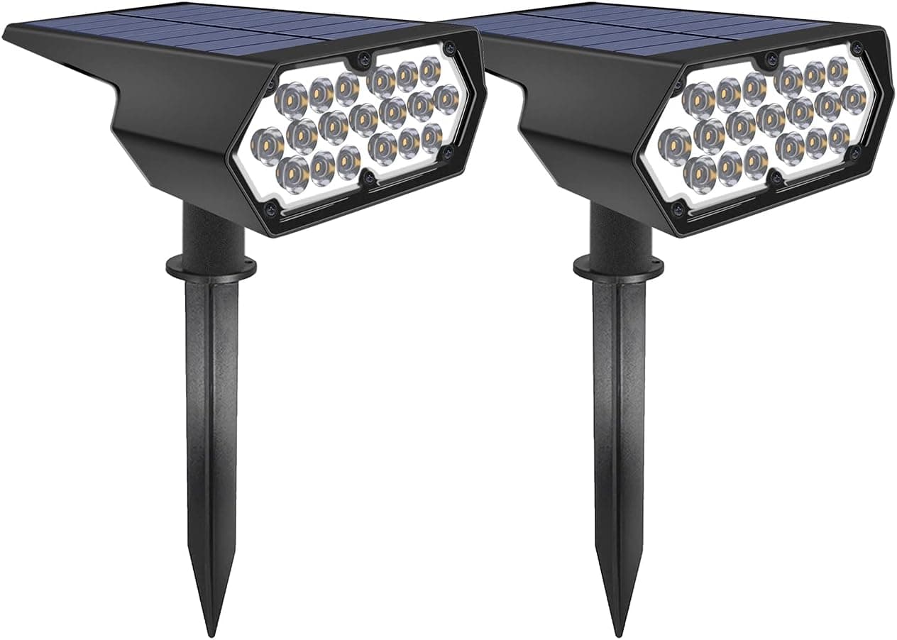 Yarra-Decor Outdoor Solar Lights, 19 LEDs Landscape Lighting, Garden Lights Solar Powered Waterproof, Adjustable Dark Sensing Auto On/Off IP65, Yard Lights for Driveway Porch Walkway (2 Pack)