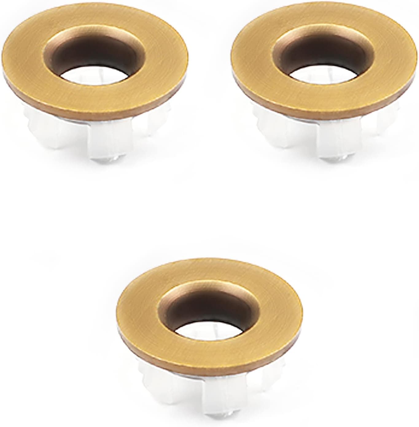 MroMax 3Pcs Sink Basin Trim Overflow Cover Copper Kitchen Sink Cap Round Hollow Shape Insert in Hole Cover Remplacement for Bathroom Vessel Kitchen Basin Vanity Sink Antique Color