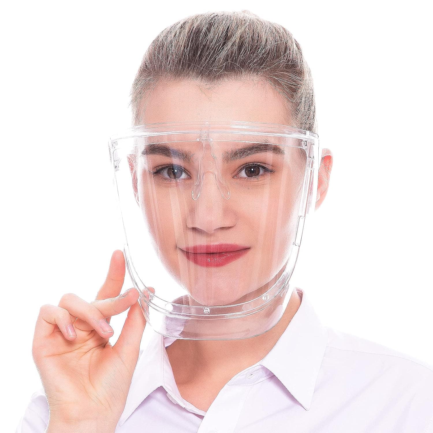 EWA 2 Pack Clear Safety Face Shield Glasses, Super Lightweight High-Definition Reusable Transparent Shield, Protective Anti-Fog Shields，2pcs Frames with 10pcs Replaceable Visors