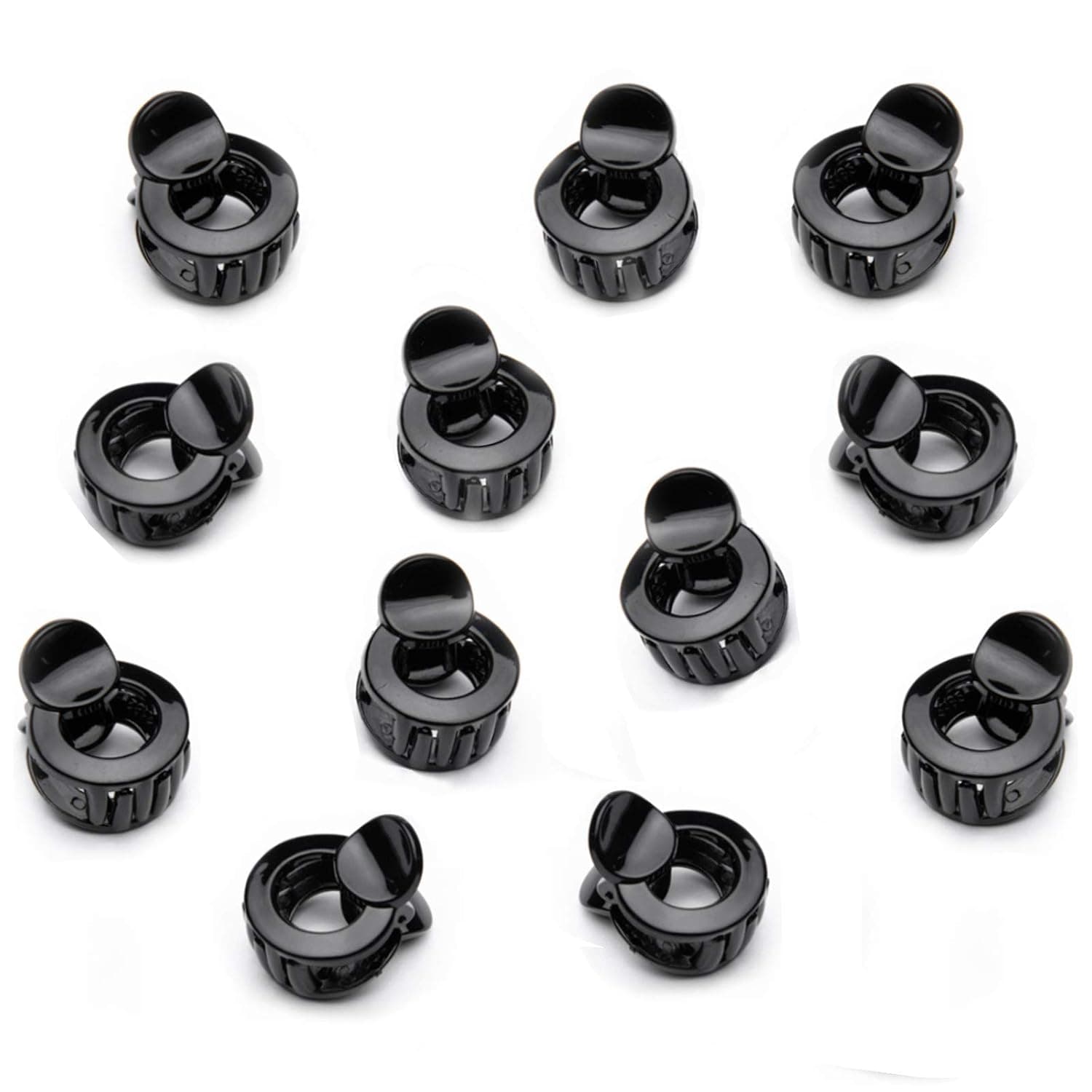 Cobahom 12 Pieces Mini Hair Clips Plastic Hair Claws for Hair Styling Accessories Round Small Jaw Clamps for Women Girl's Hair (Black)