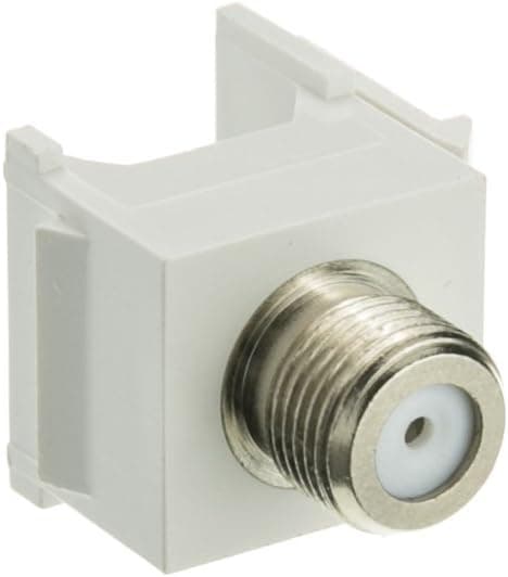 CableWholesale Cable Extension Female Coupler with Beige Keystone Insert, Two Coaxial Video Cable Connector, 1 GHz F-Type (Female to Female), Nickel Plated, White