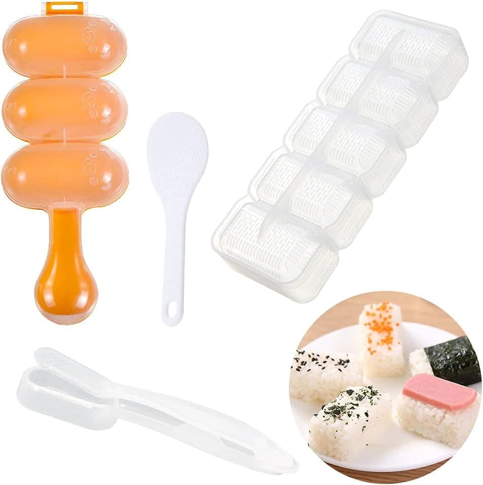 tchrules 4 Pcs Sushi Maker Tool, Rice Ball Molds for Kids Rice Ball Maker Shake Rice Patty Mold Rice Molds for Bento Sushi Shake Rice Ball Mold Sushi Mold Rice Scoop Sushi Making Kit