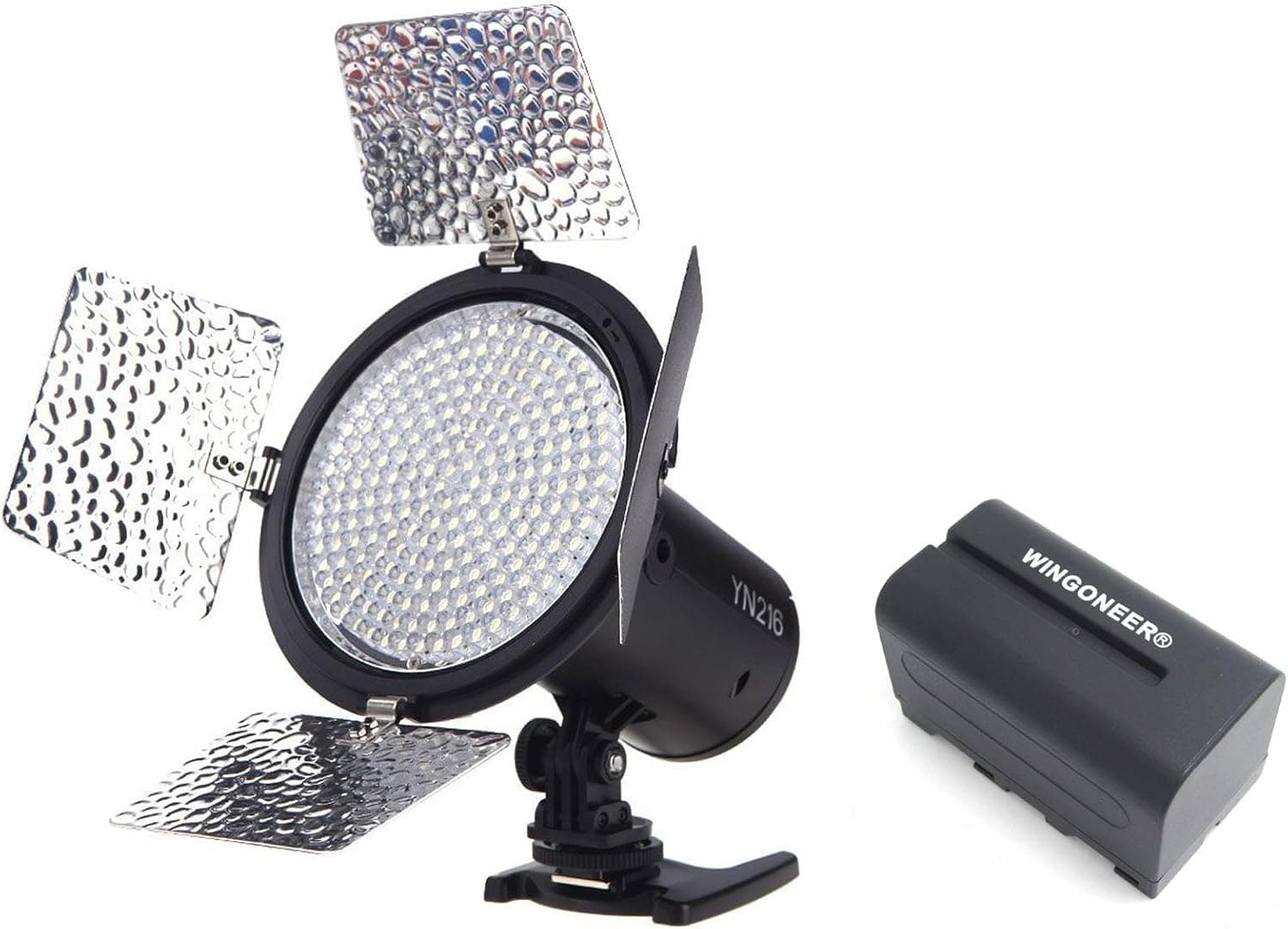 Yongnuo YN-216 YN216 Pro LED Video Light 5500K Color Temperature for Canon Nikon DSLR Camera DV and Camcorder with WINGONEER NP-F770 Battery and Battery Charger