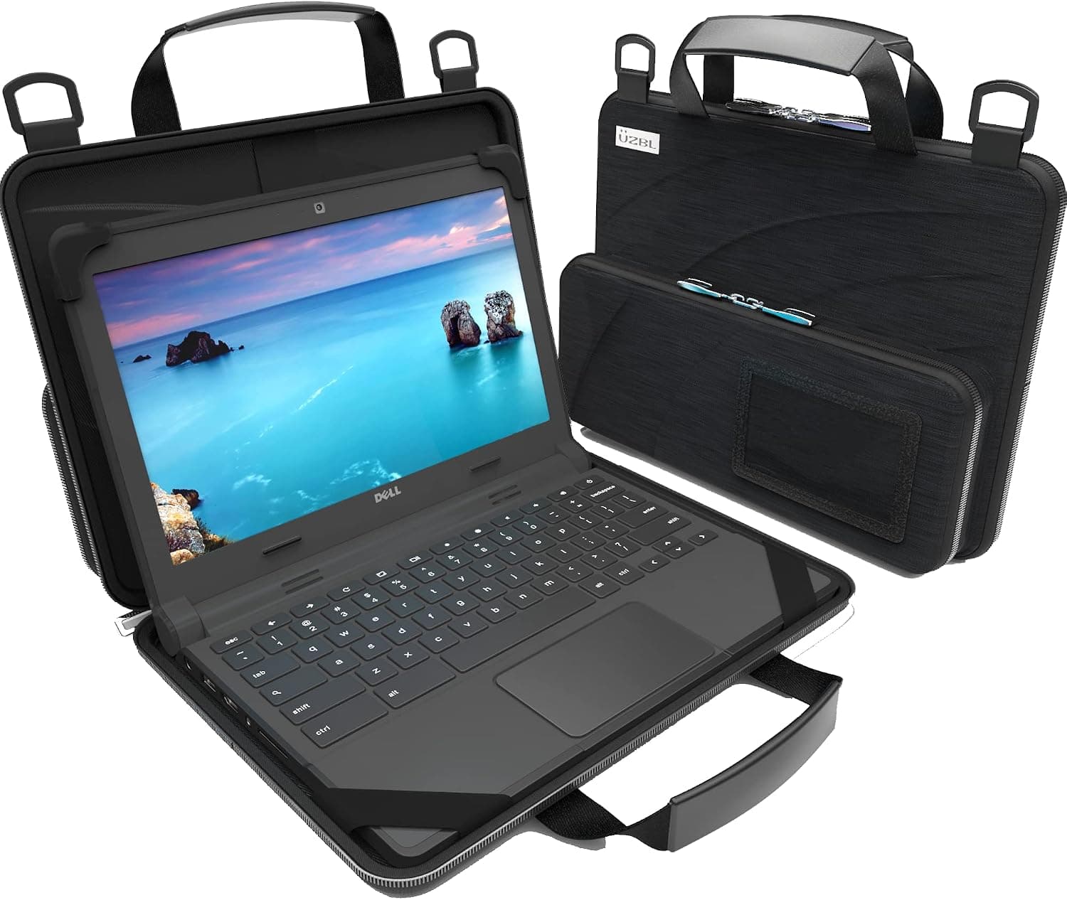 UZBL 11-11.6 Inch Chromebook Case Protective Laptop Hard Cover Sleeve, Always-on Work In Case Pouch Handle Shoulder Strap