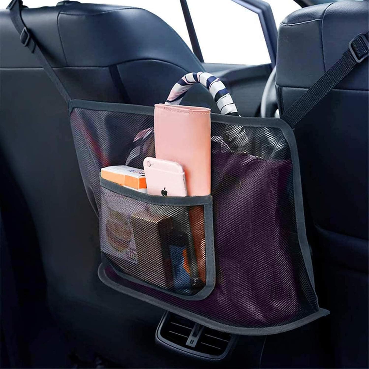 Hangnuo Car Net Pocket Handbag Holder, Upgrade Version seat Storage net Bag ，Car Seat Back Organizer Mesh Large Capacity Bag for Documents Pocket Barrier of Back seat Pet Kids on Back